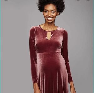 Pea in the Pod Velvet mauve maternity dress